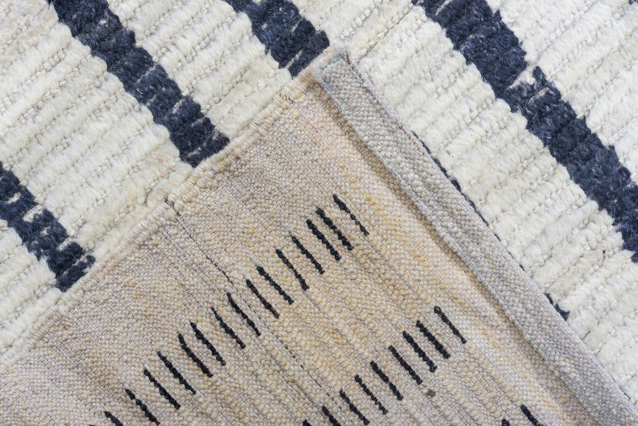 12' x 14' one-of-a-kind handmade vintage Tulu oversize rug. Color palette: ivory, charcoal, gray, black