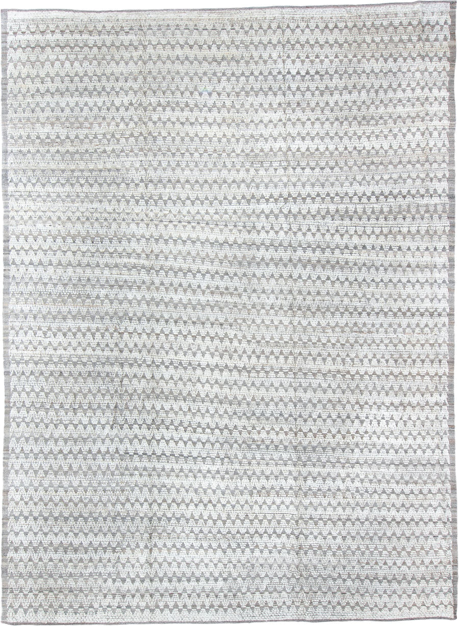 10' x 14' one-of-a-kind handmade vintage Tulu large size rug. Color palette: ivory, gray, taupe, cream, beige