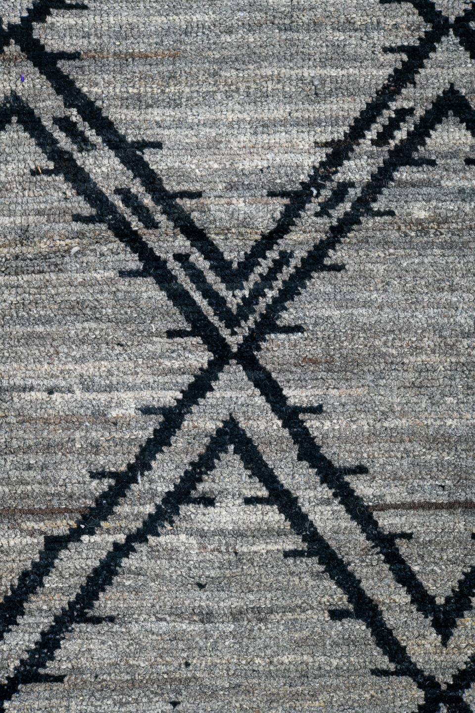 10' x 13' one-of-a-kind handmade vintage Tulu large size rug. Color palette: black, blue, dark gray, dim gray, fiord