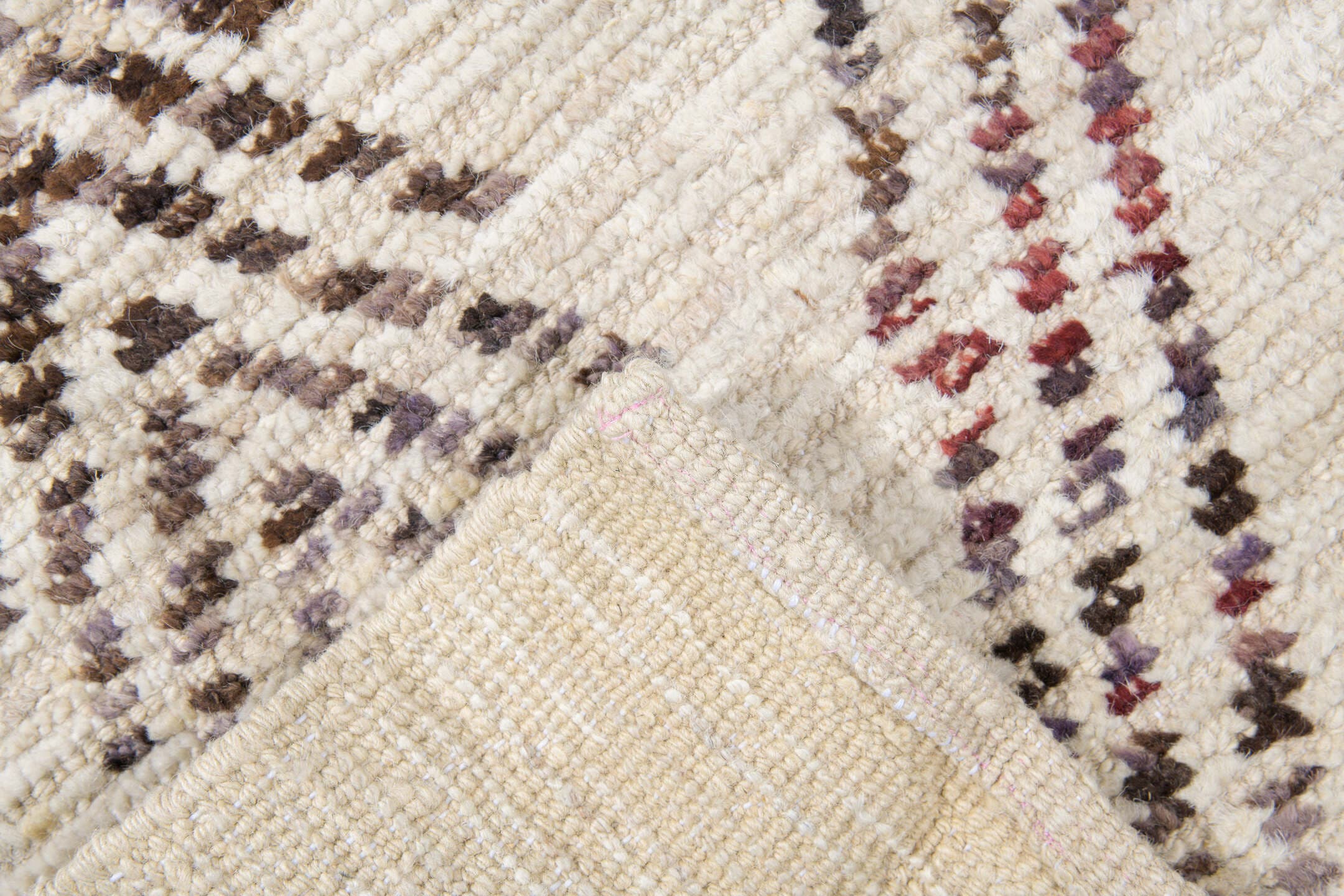 10' x 14' one-of-a-kind handmade vintage Tulu large size rug. Color palette: ivory, charcoal, taupe, brown, camel, gray