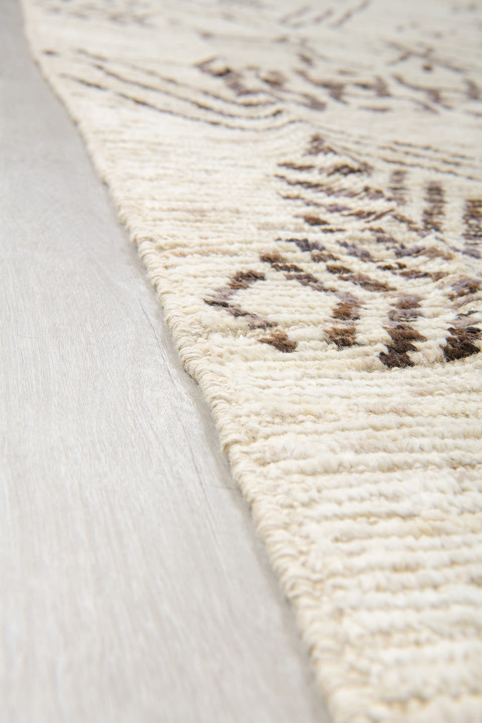 10' x 14' one-of-a-kind handmade vintage Tulu large size rug. Color palette: ivory, charcoal, taupe, brown, camel, gray