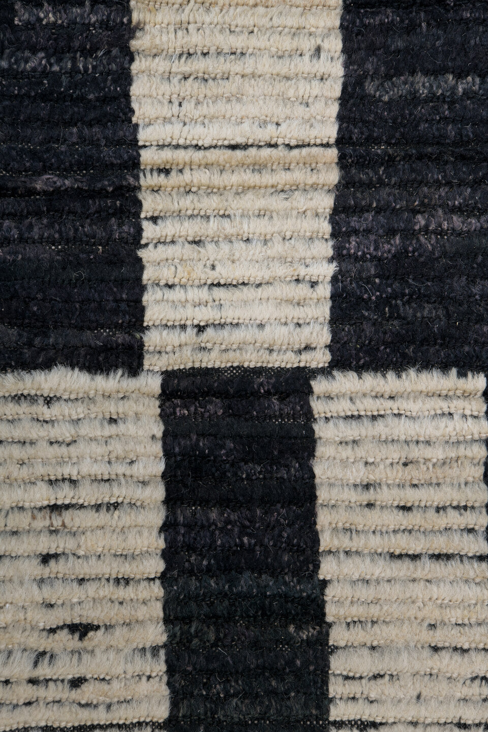 11' x 14' one-of-a-kind handmade vintage Tulu oversize rug. Color palette: ivory, black, charcoal, gray