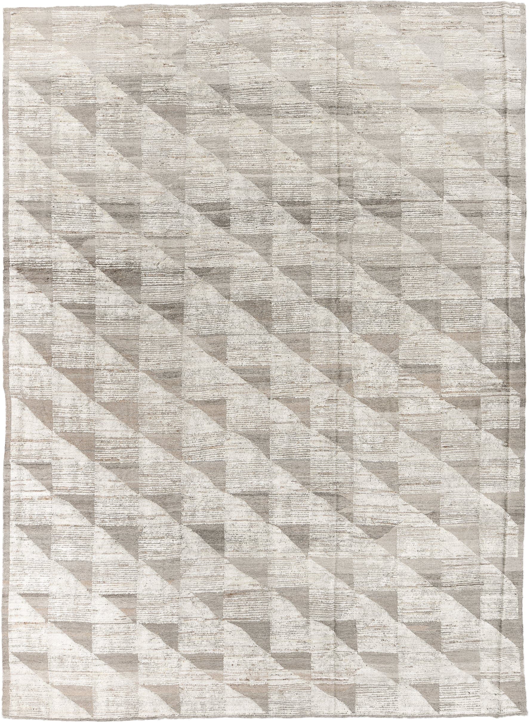 10' x 14' one-of-a-kind handmade vintage Tulu large size rug. Color palette: ivory, taupe, cream, beige, stone, gray
