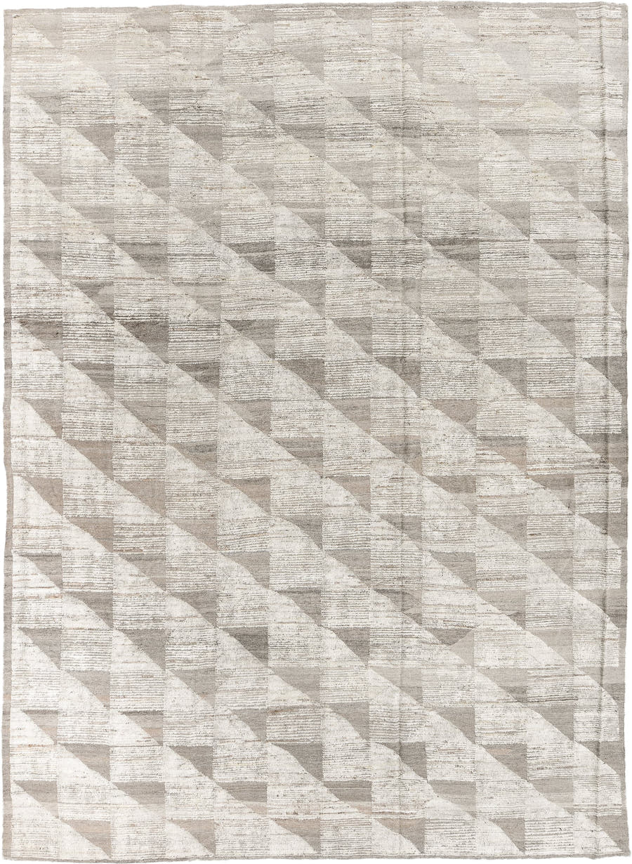 10' x 14' one-of-a-kind handmade vintage Tulu large size rug. Color palette: ivory, taupe, cream, beige, stone, gray