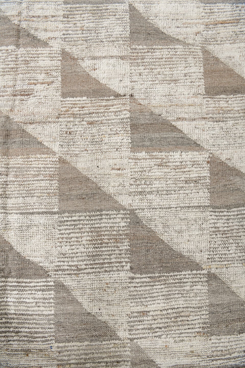 10' x 14' one-of-a-kind handmade vintage Tulu large size rug. Color palette: ivory, taupe, cream, beige, stone, gray