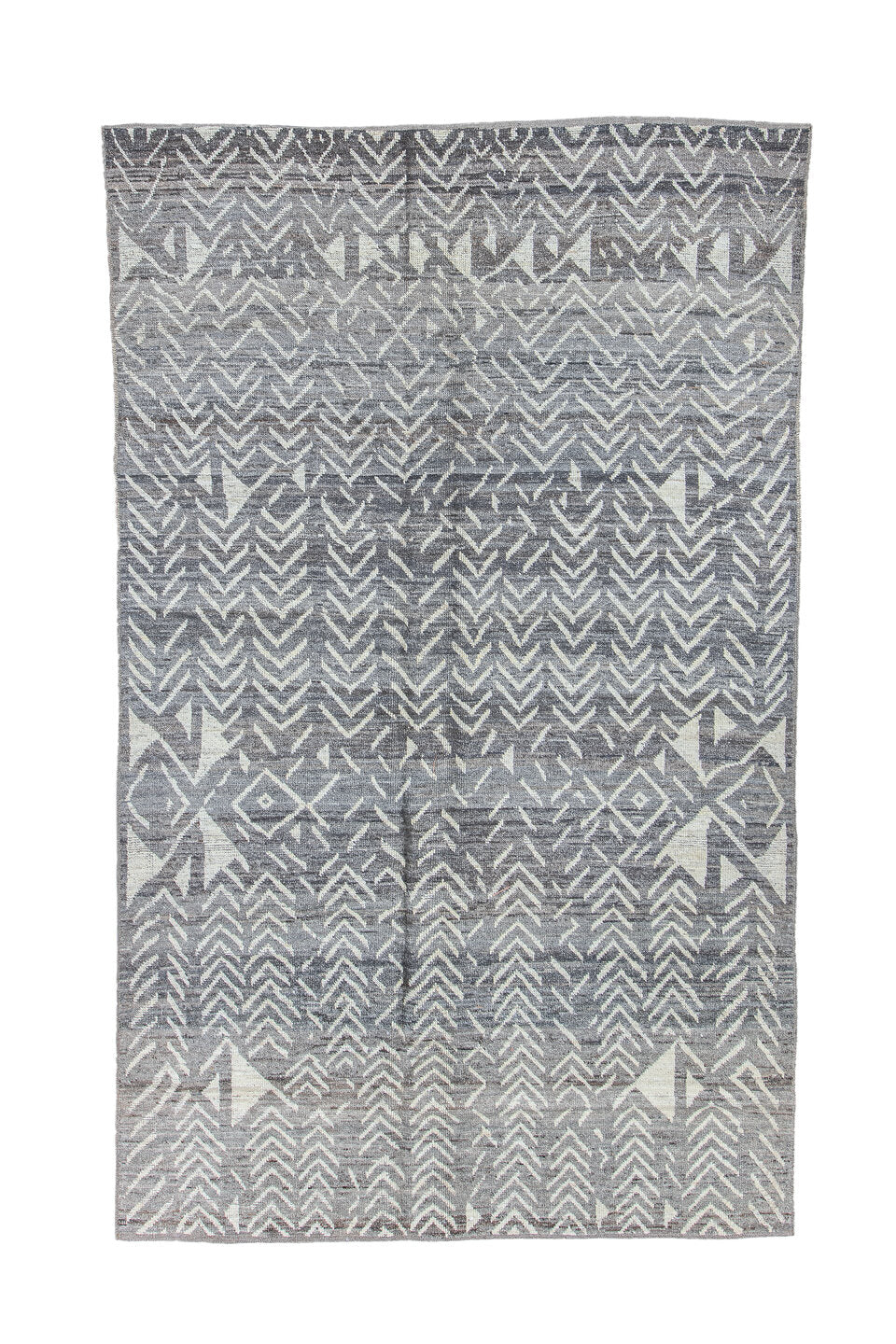 5' x 9' one-of-a-kind handmade vintage Tulu medium size rug. Color palette: black, dark gray, dim gray, gainsboro, gray