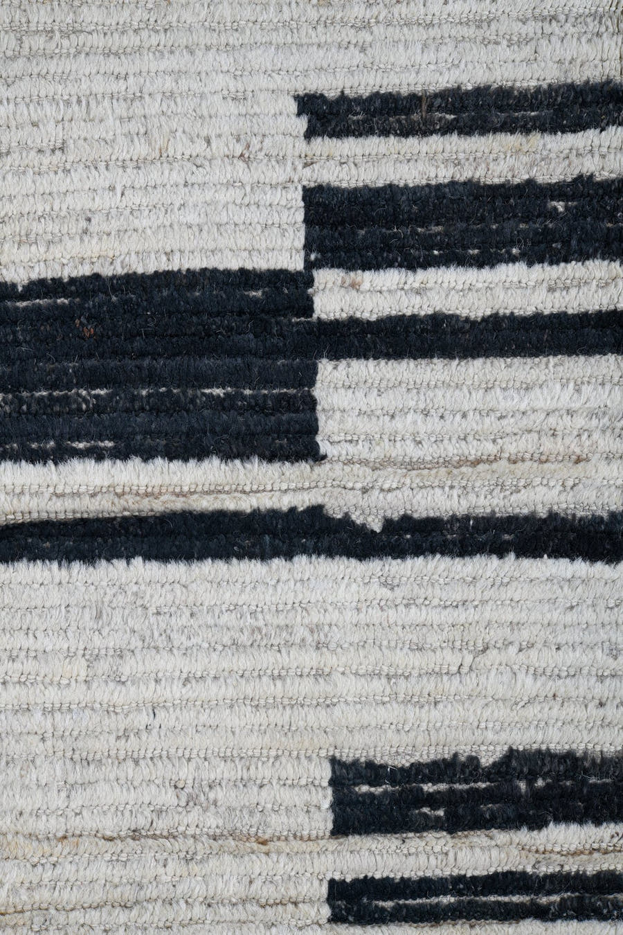 10' x 14' one-of-a-kind handmade vintage Tulu large size rug. Color palette: ivory, charcoal, black, gray