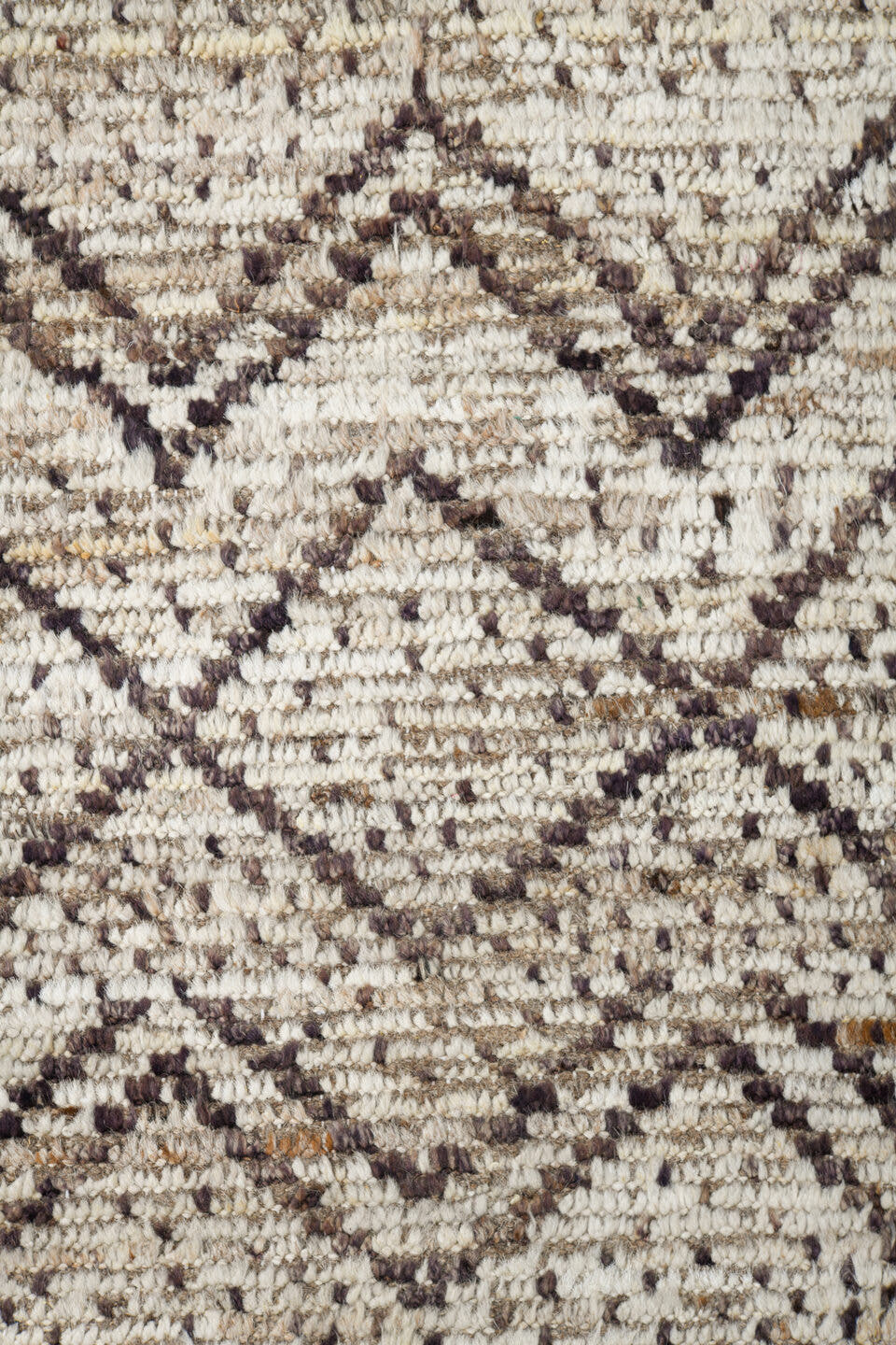 10' x 14' one-of-a-kind handmade vintage Tulu large size rug. Color palette: ivory, brown, taupe, cream, beige, gray