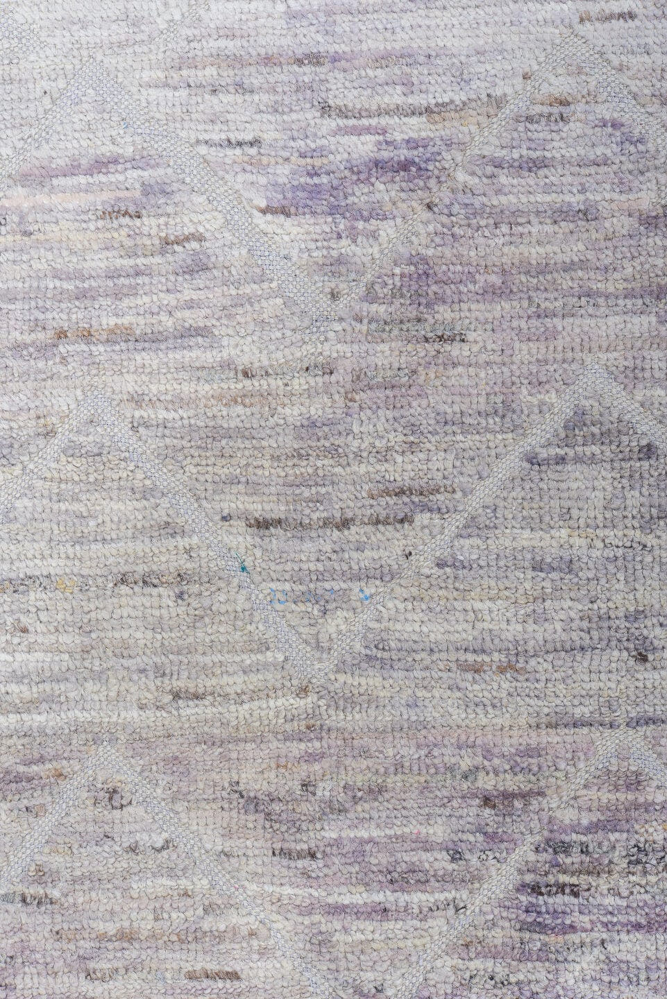 6' x 8' one-of-a-kind handmade vintage Tulu medium size rug. Color palette: ivory, taupe, lavender, gray, beige, light gray
