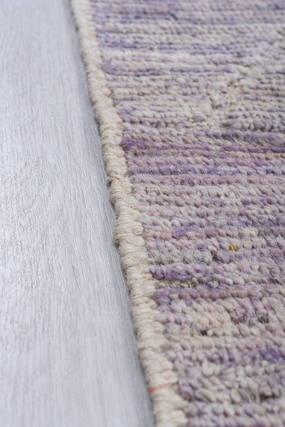 6' x 8' one-of-a-kind handmade vintage Tulu medium size rug. Color palette: ivory, taupe, lavender, gray, beige, light gray