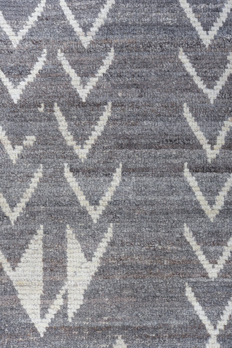 6' x 9' one-of-a-kind handmade vintage Tulu medium size rug. Color palette: gray, ivory, charcoal, black