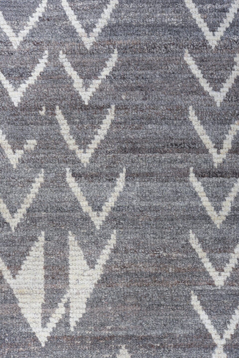 6' x 9' one-of-a-kind handmade vintage Tulu medium size rug. Color palette: gray, ivory, charcoal, black