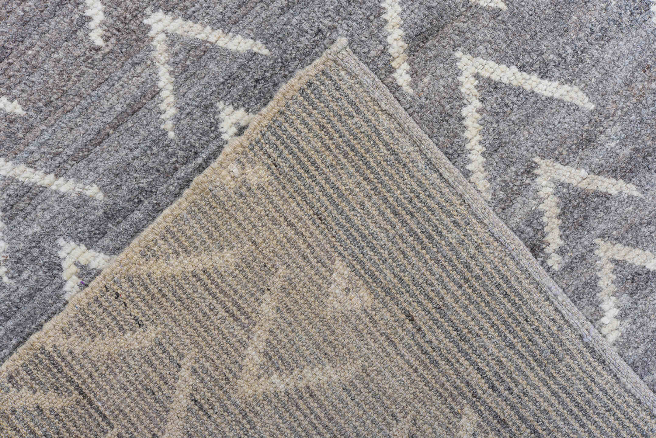 6' x 9' one-of-a-kind handmade vintage Tulu medium size rug. Color palette: gray, ivory, charcoal, black