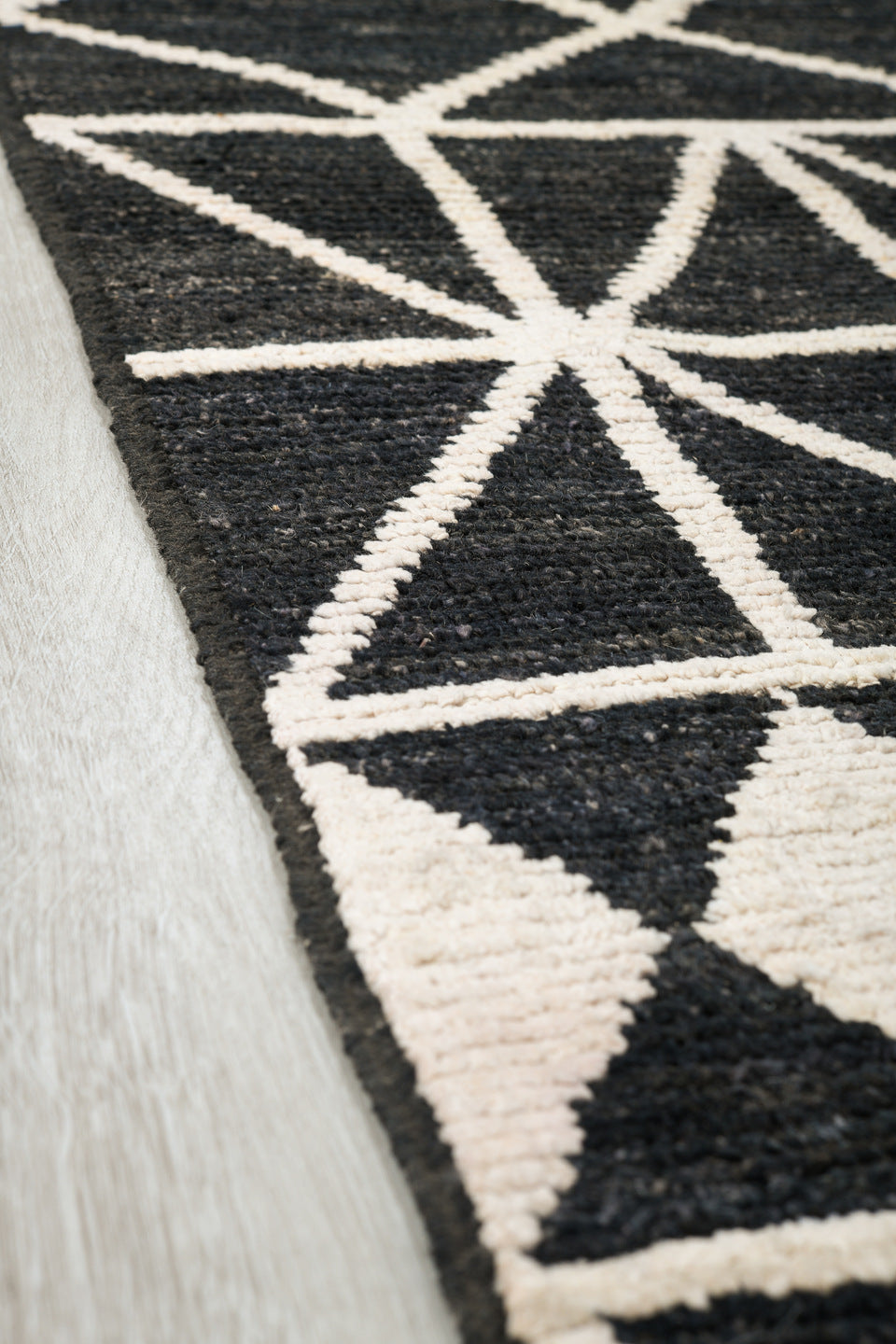 7' x 10' one-of-a-kind handmade vintage Tulu large size rug. Color palette: black, charcoal, dark gray, dim gray, gray