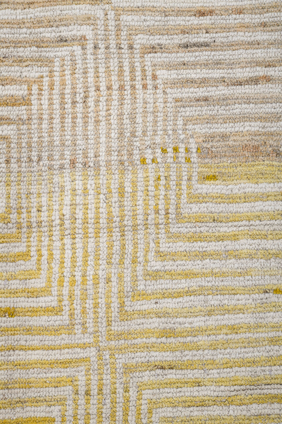 10' x 13' one-of-a-kind handmade vintage Tulu large size rug. Color palette: ivory, pale gold, cream, beige, camel, gold