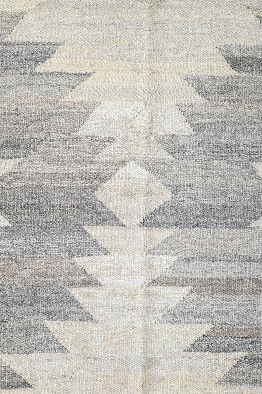 3' x 9' one-of-a-kind handmade vintage Kilim runner rug. Color palette: ivory, pale gray, cream, taupe, light gray, beige