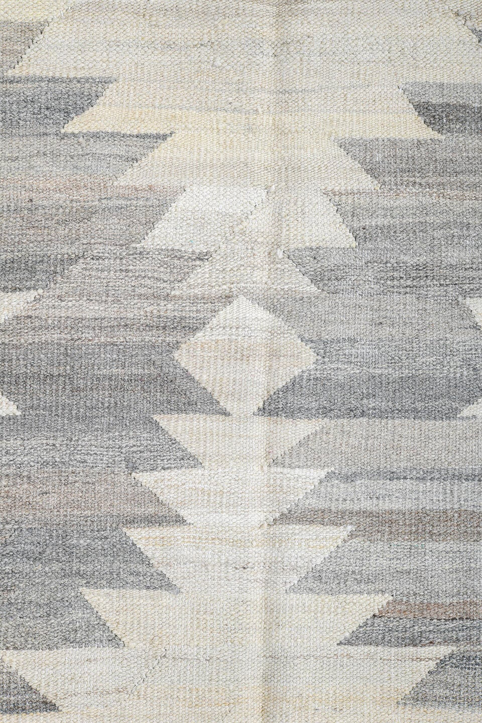 3' x 9' one-of-a-kind handmade vintage Kilim runner rug. Color palette: ivory, pale gray, cream, taupe, light gray, beige