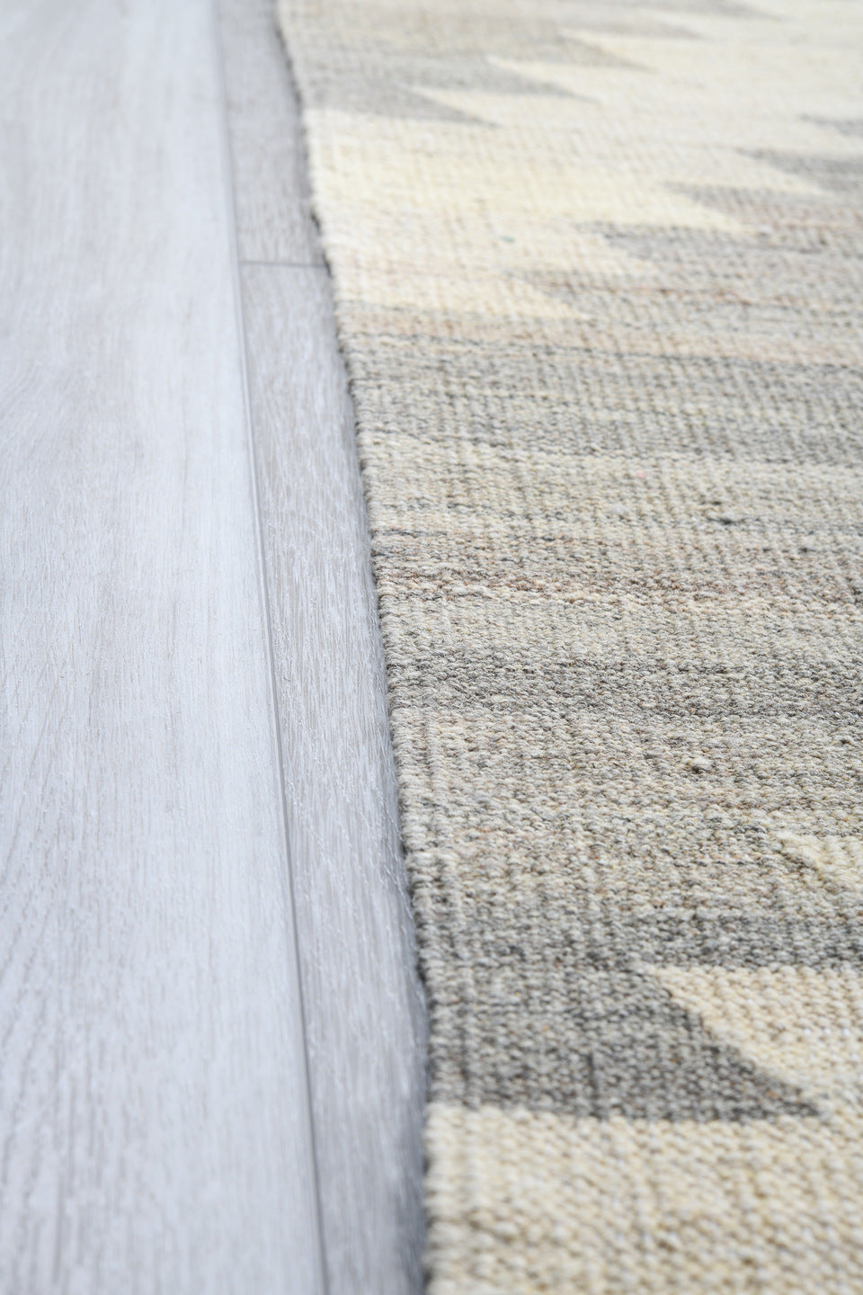 13' x 16' one-of-a-kind handmade vintage Kilim oversize rug. Color palette: dark gray, dim gray, floral white, gainsboro