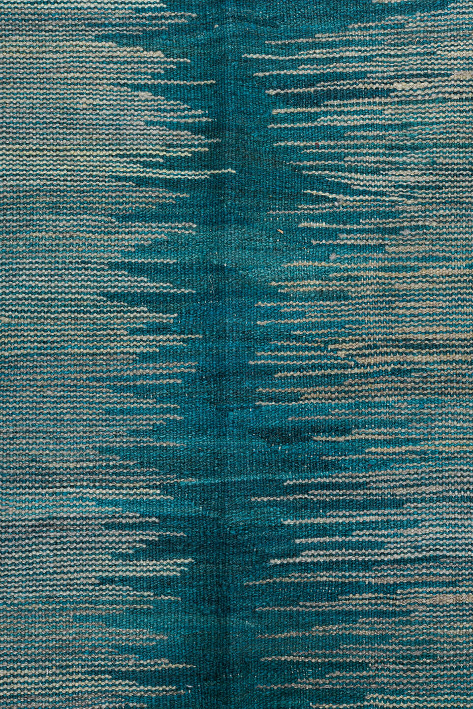 8' x 11' one-of-a-kind handmade vintage Kilim large size rug. Color palette: teal, ivory, aqua, turquoise, slate, gray