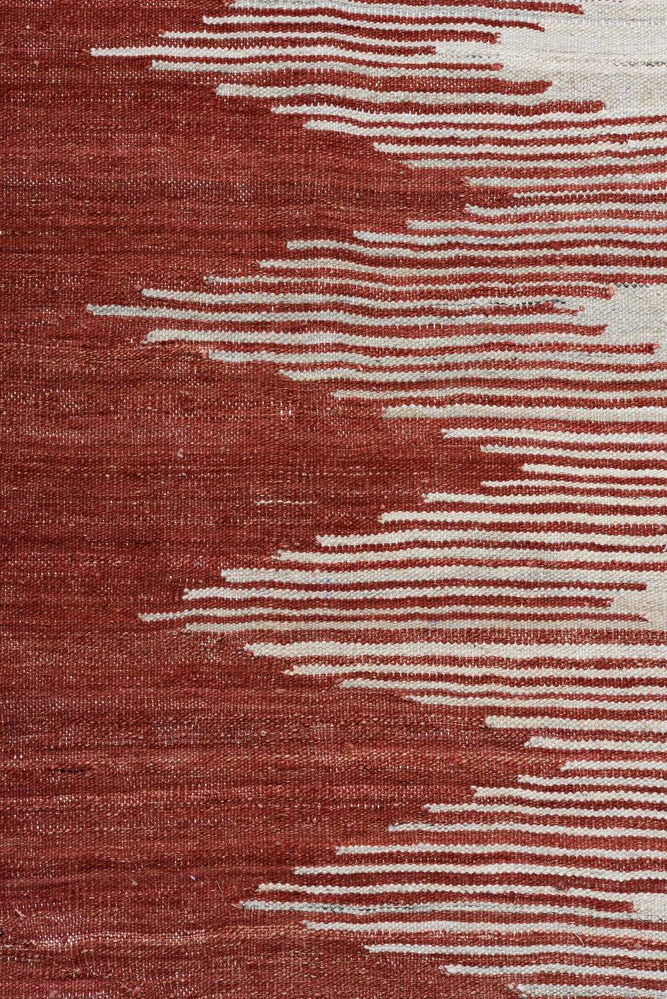 8' x 12' one-of-a-kind handmade vintage Kilim large size rug. Color palette: ivory, terra cotta, taupe, gray, charcoal