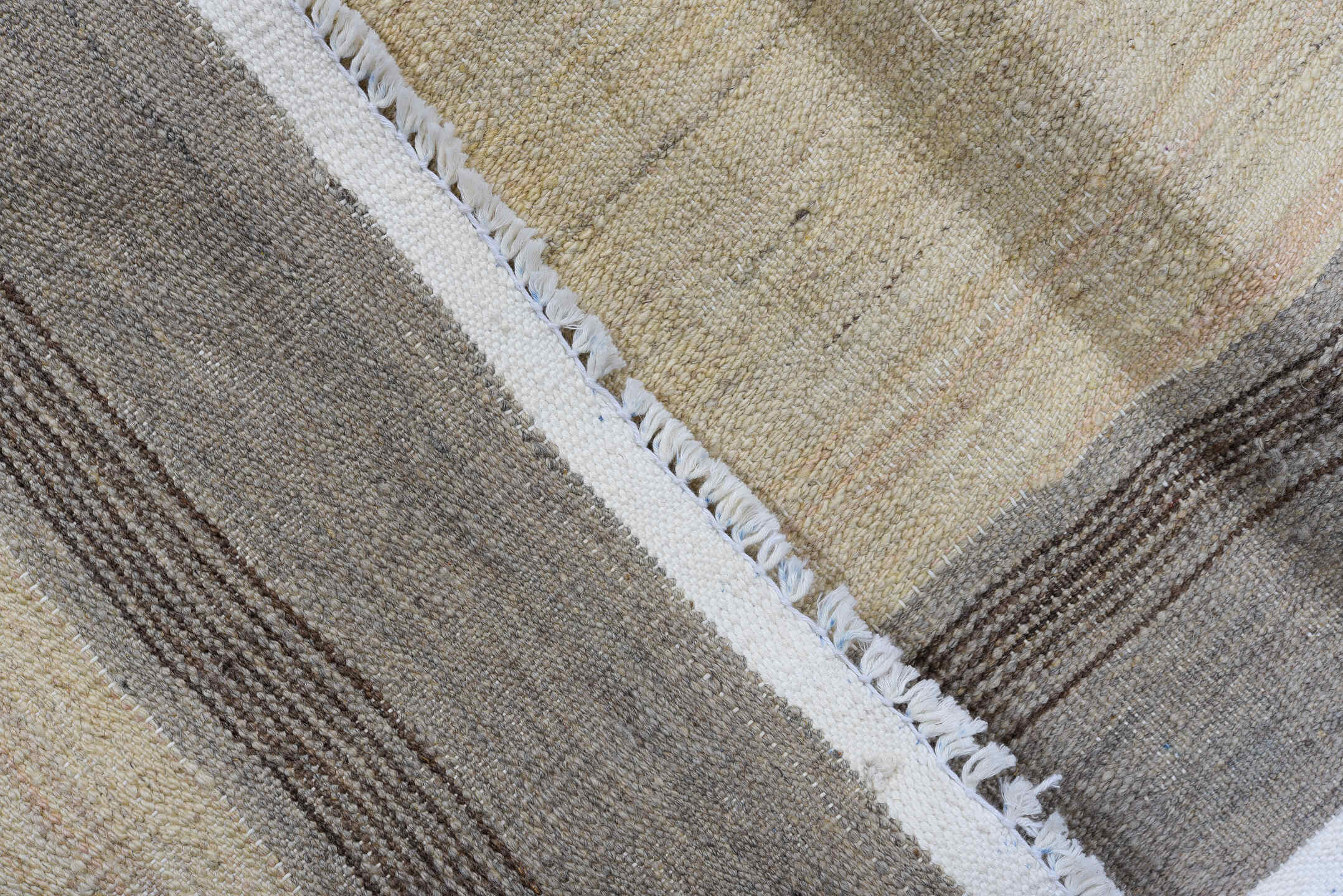 8' x 12' one-of-a-kind handmade vintage Kilim large size rug. Color palette: ivory, terra cotta, taupe, gray, charcoal