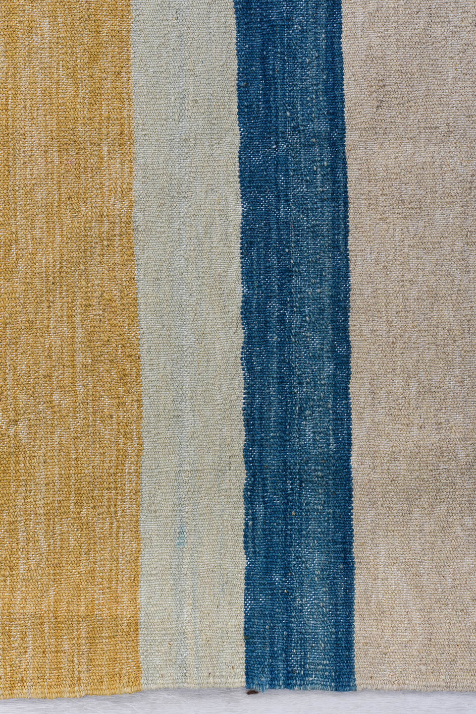 8' x 11' one-of-a-kind handmade vintage Kilim large size rug. Color palette: sky blue, ivory, coral, blush, gold