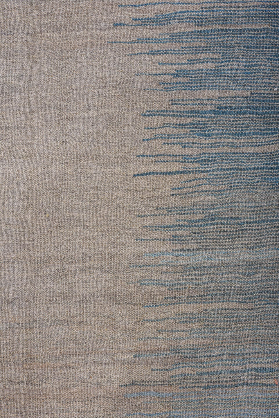 8' x 11' one-of-a-kind handmade vintage Kilim large size rug. Color palette: sky blue, ivory, slate, powder blue, steel blue