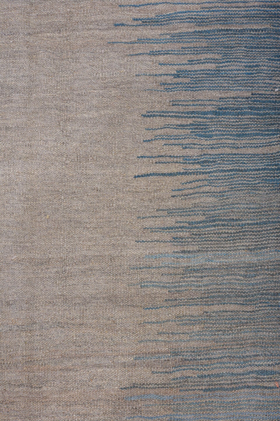 8' x 11' one-of-a-kind handmade vintage Kilim large size rug. Color palette: sky blue, ivory, slate, powder blue, steel blue
