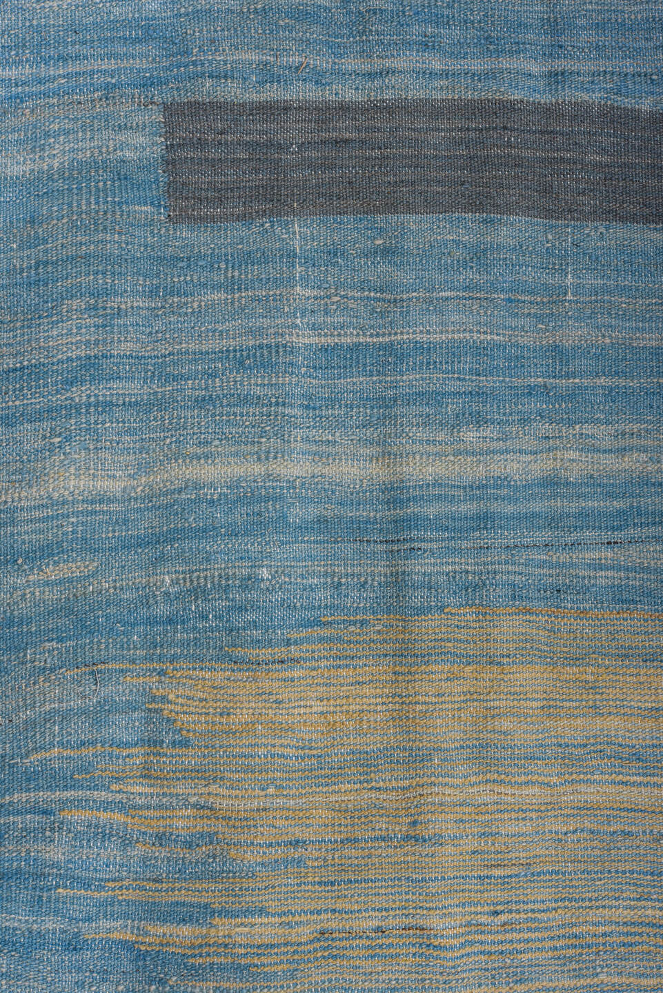 8' x 11' one-of-a-kind handmade vintage Kilim large size rug. Color palette: blue, brown, dark gray, gray, light blue