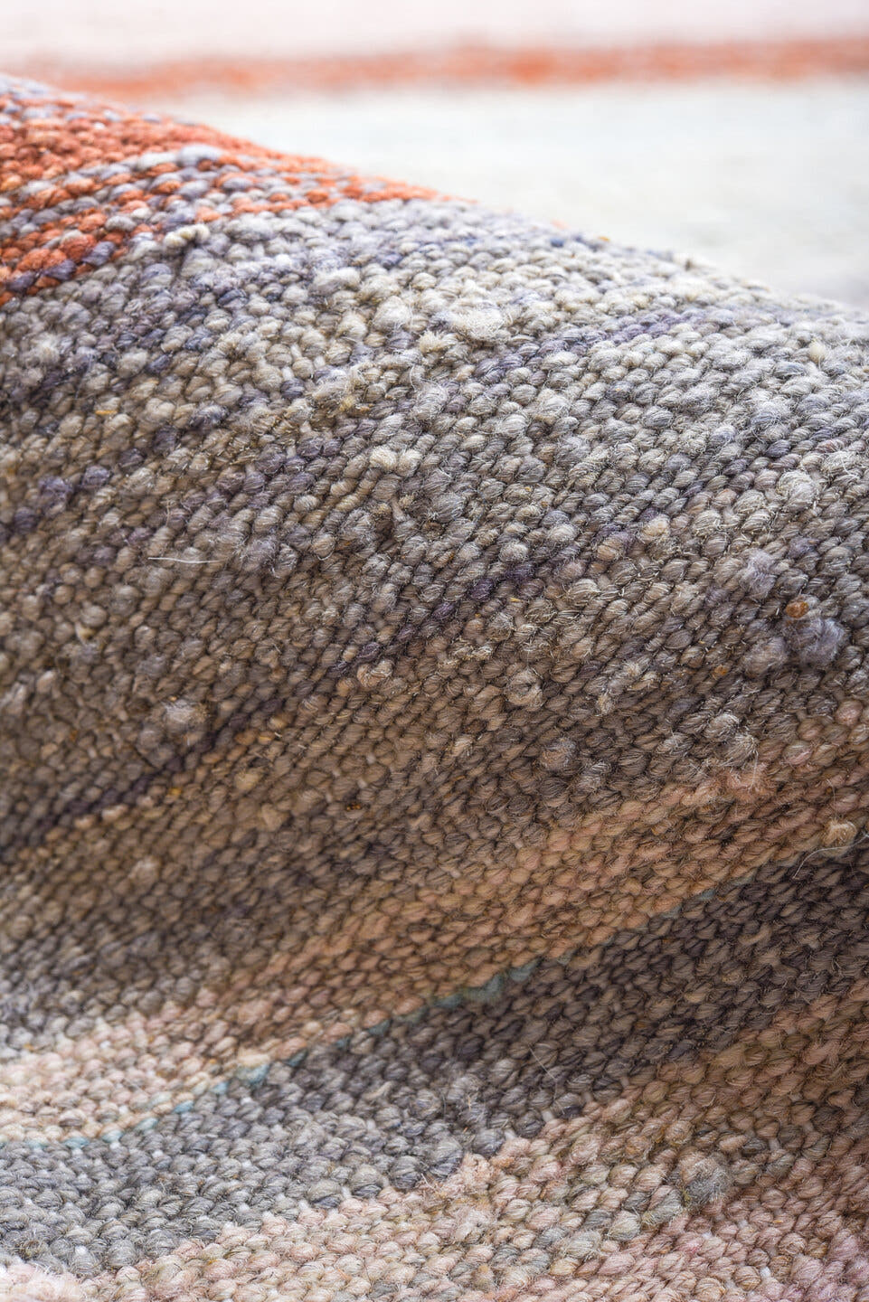 8' x 12' one-of-a-kind handmade vintage Kilim large size rug. Color palette: ivory, blush, slate, sky_blue, rust, taupe