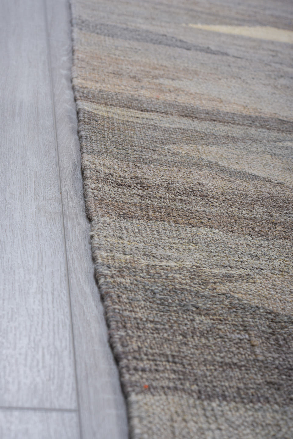 9' x 12' one-of-a-kind handmade vintage Kilim large size rug. Color palette: gray, ivory, taupe, charcoal, greige, beige