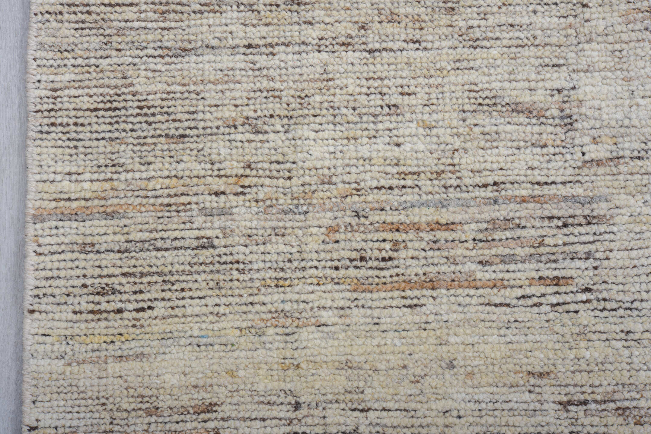 10' x 13' one-of-a-kind handmade vintage Tulu large size rug. Color palette: ivory, cream, taupe, beige, camel, light_brown