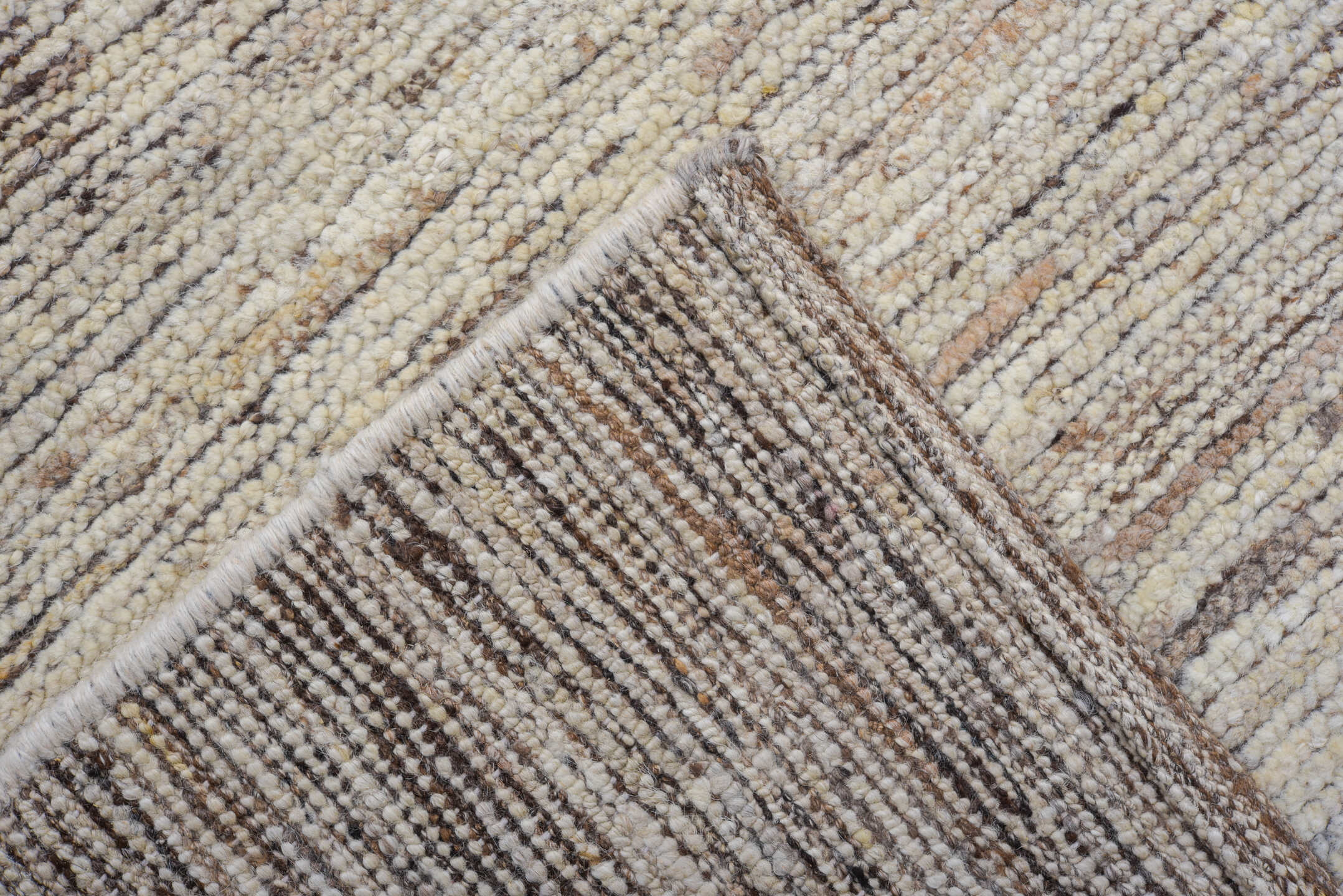 10' x 13' one-of-a-kind handmade vintage Tulu large size rug. Color palette: ivory, cream, taupe, beige, camel, light_brown