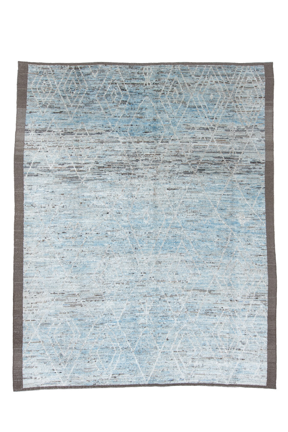 9' x 11' one-of-a-kind handmade vintage Tulu large size rug. Color palette: dark gray, gainsboro, gray, light gray