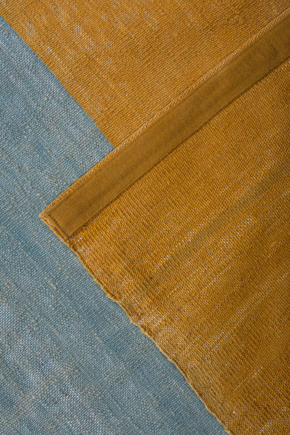 8' x 12' one-of-a-kind handmade vintage Kilim large size rug. Color palette: sky blue, dusty rose, ochre, light blue, pink