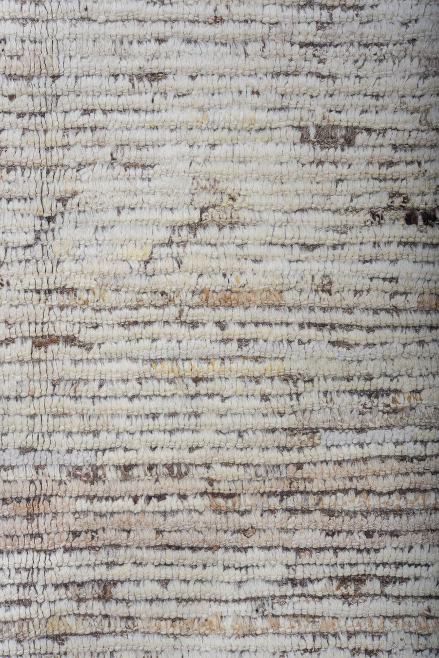 9' x 12' one-of-a-kind handmade vintage Tulu large size rug. Color palette: ivory, taupe, brown, gray, beige
