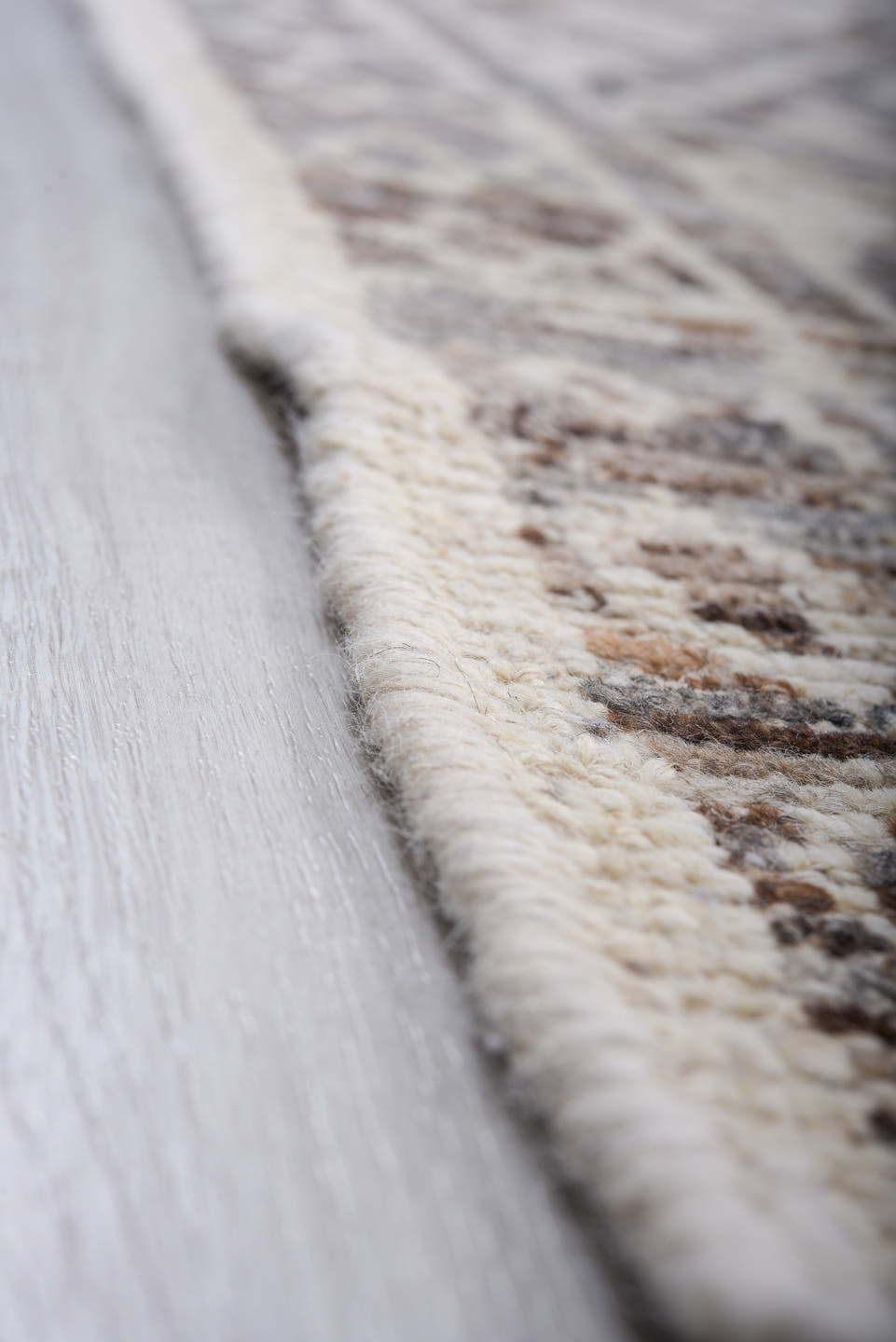 10' x 13' one-of-a-kind handmade vintage Tulu large size rug. Color palette: ivory, taupe, brown, gray, charcoal, cream
