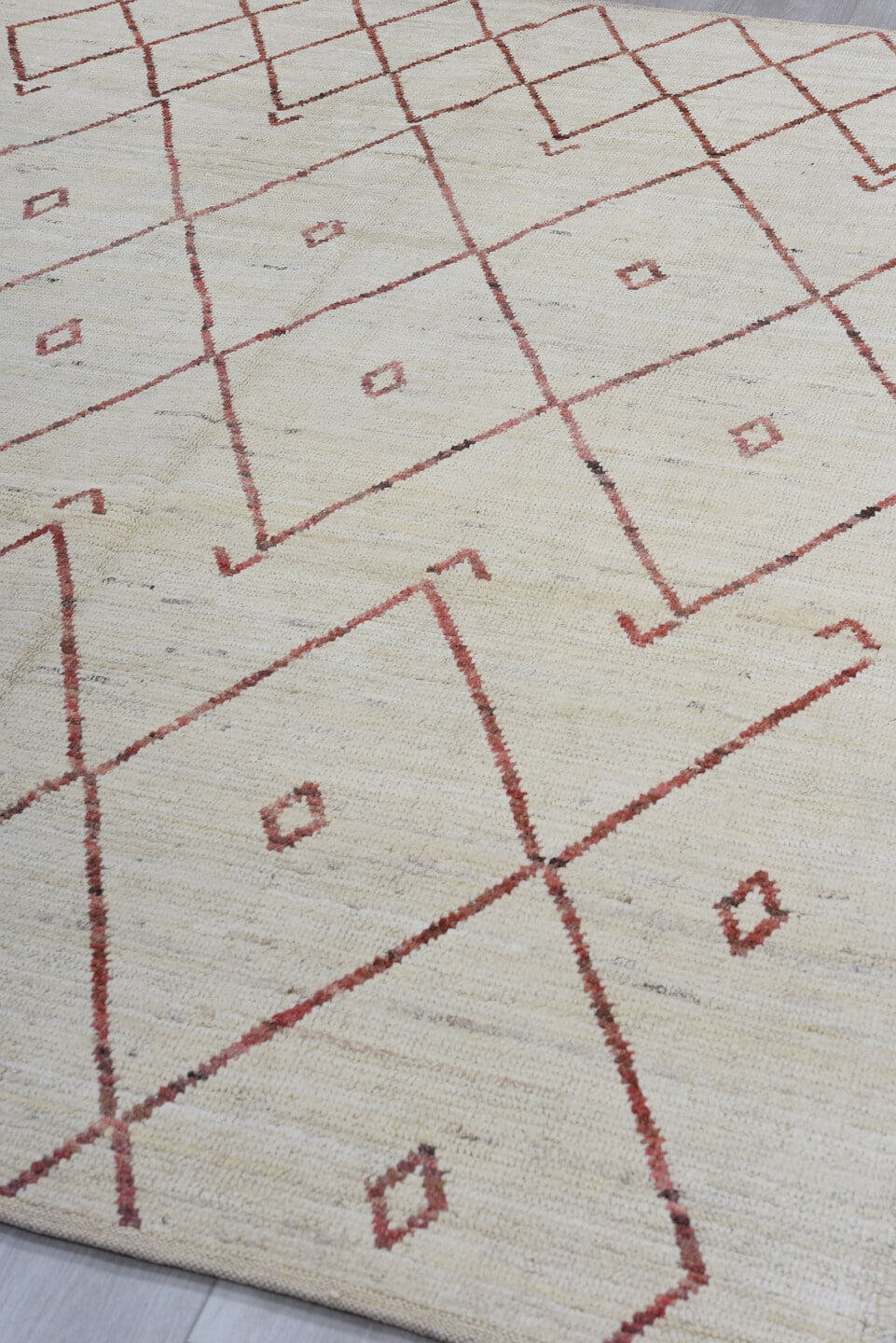 6' x 8' one-of-a-kind handmade vintage Tulu medium size rug. Color palette: ivory, rust, taupe, brown, terracotta, beige