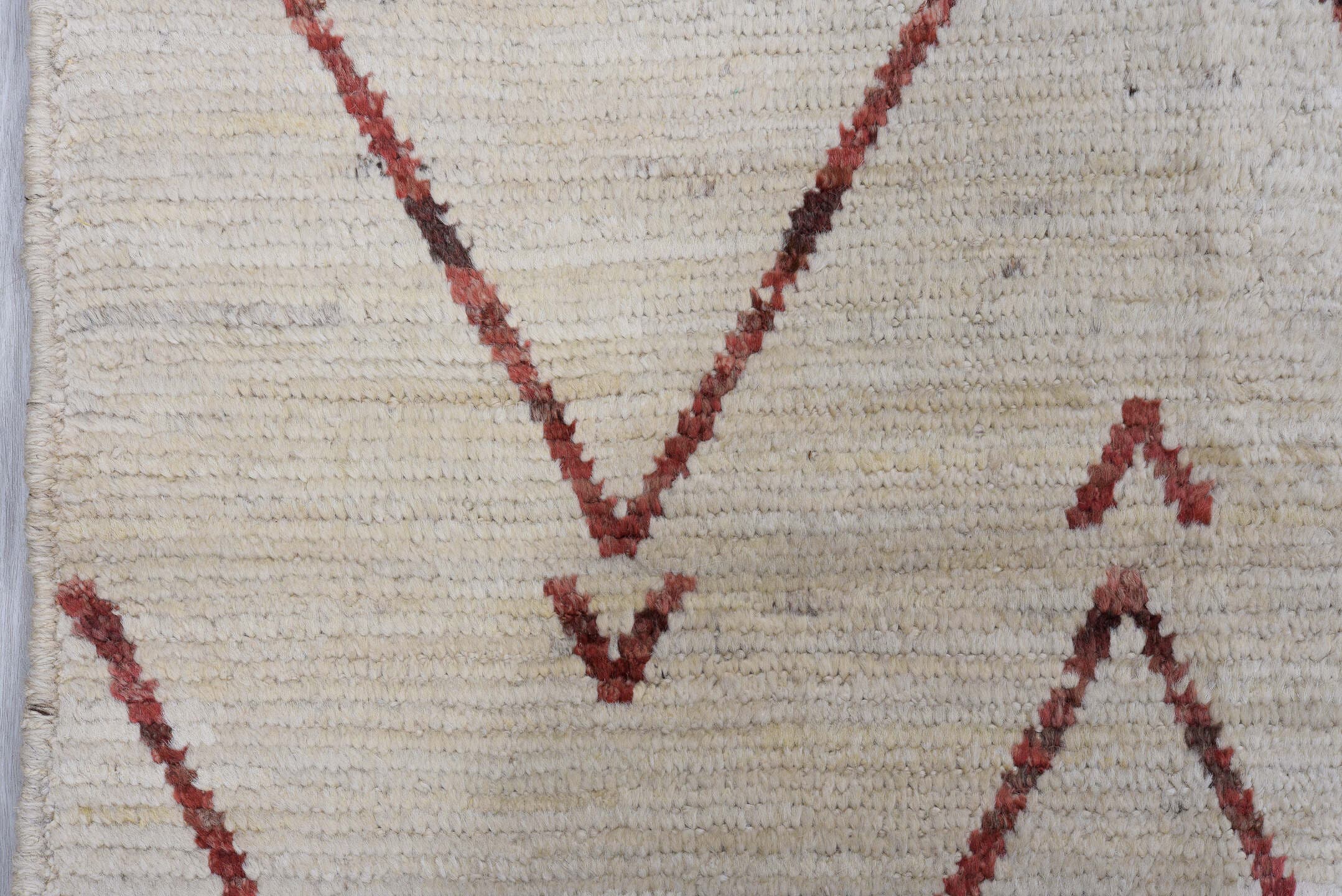 6' x 8' one-of-a-kind handmade vintage Tulu medium size rug. Color palette: ivory, rust, taupe, brown, terracotta, beige