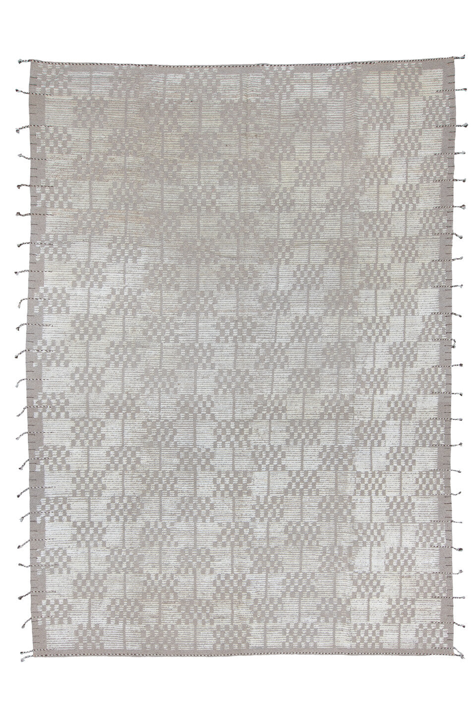 6' x 8' one-of-a-kind handmade vintage Tulu medium size rug. Color palette: black, charcoal, dark gray, dim gray, gainsboro