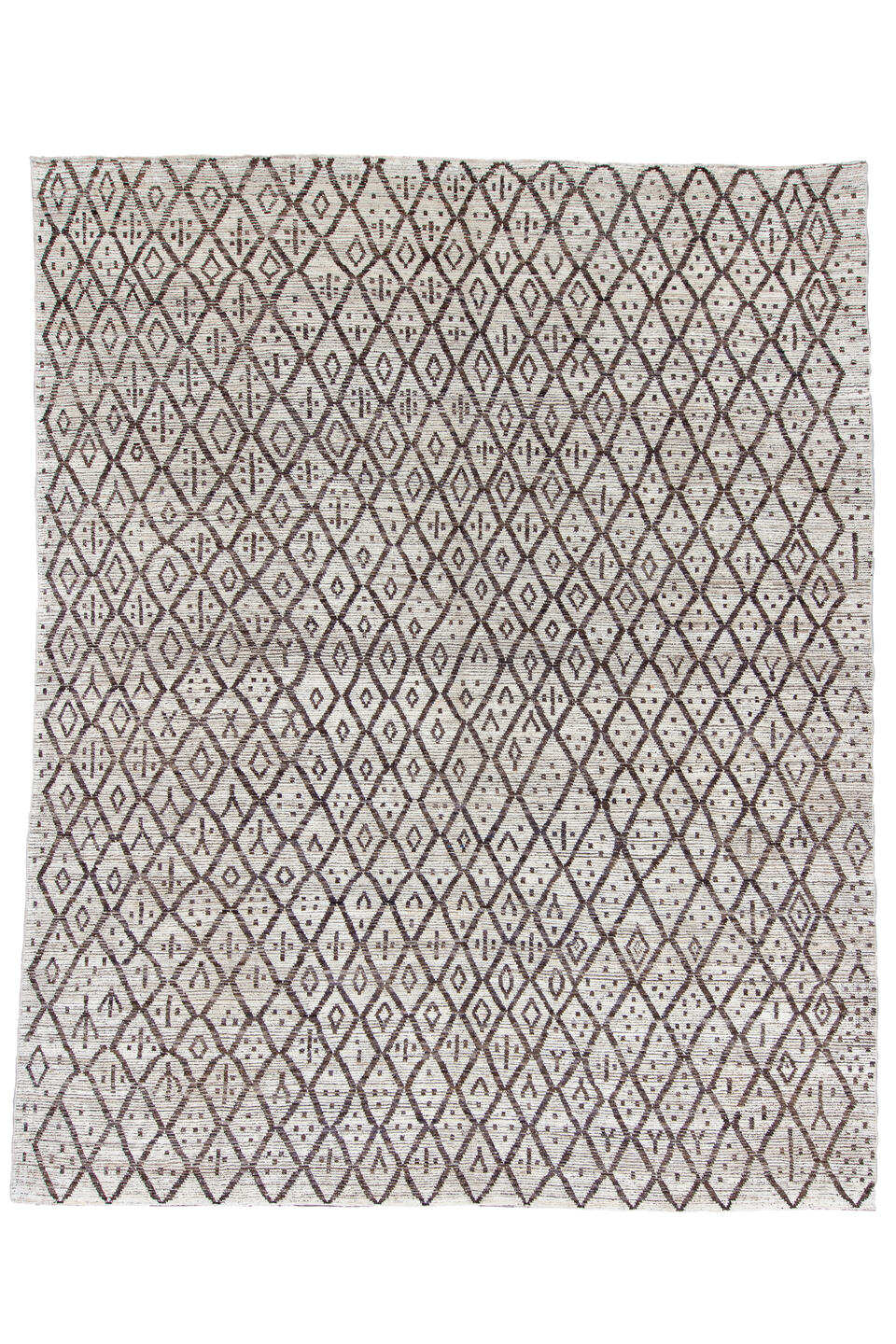 9' x 12' one-of-a-kind handmade vintage Tulu large size rug. Color palette: black, dark gray, gainsboro, gray, light blue