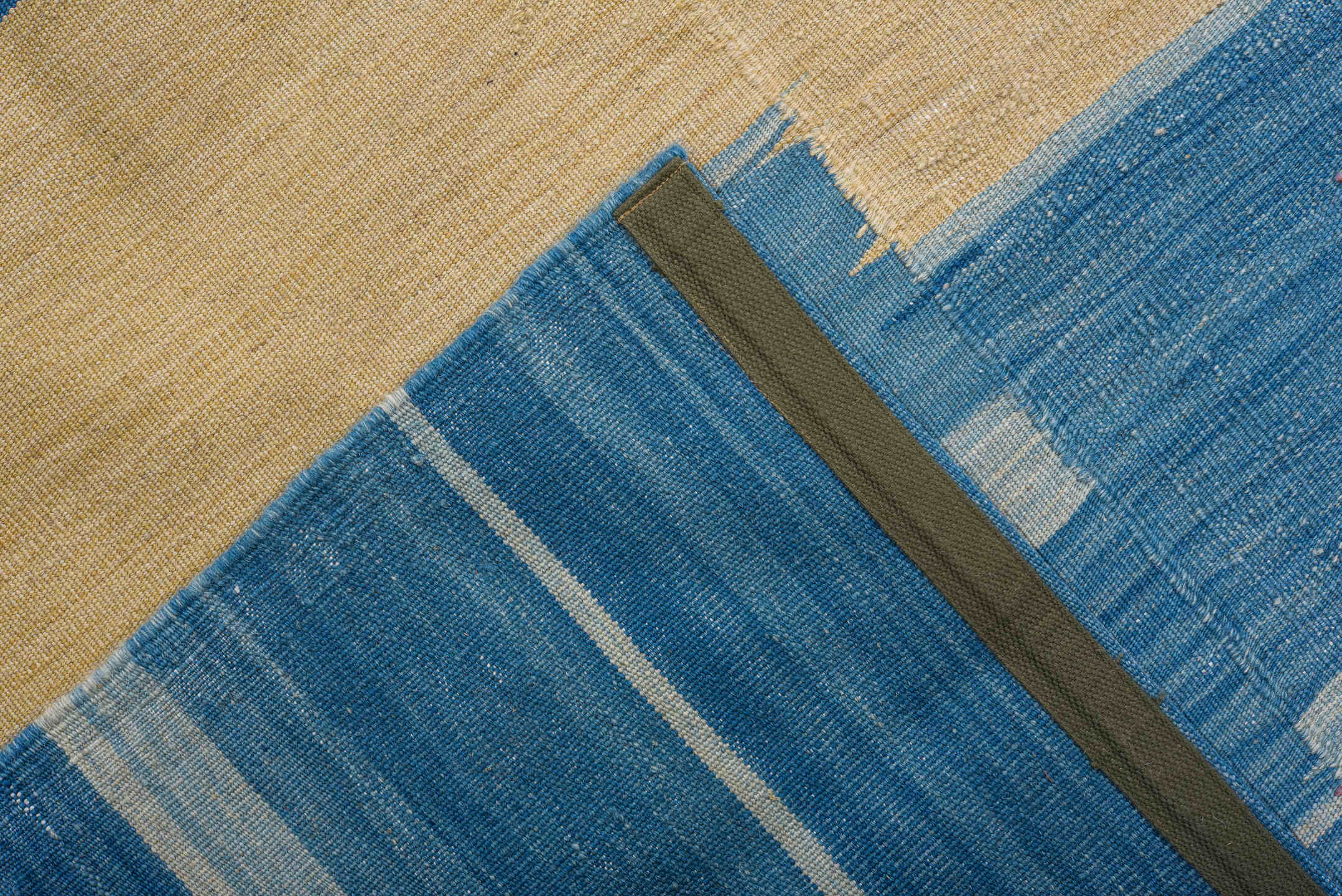 8' x 11' one-of-a-kind handmade vintage Kilim large size rug. Color palette: blue, sky blue, ivory, slate, seafoam