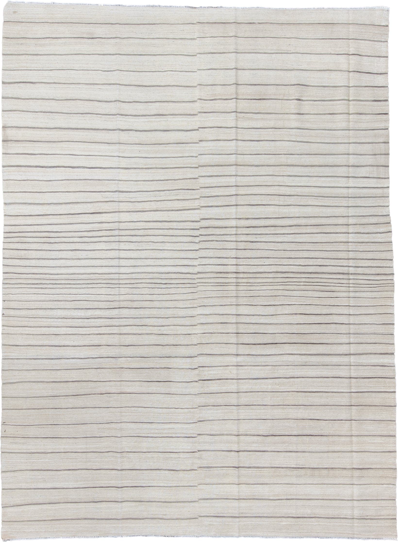 8' x 12' one-of-a-kind handmade vintage Kilim large size rug. Color palette: ivory, taupe, charcoal, cream, beige, gray