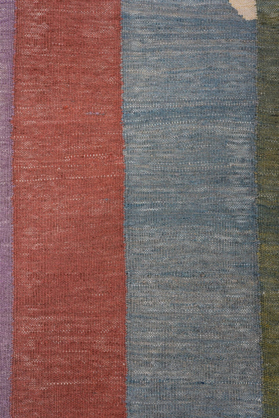 9' x 11' one-of-a-kind handmade vintage Kilim large size rug. Color palette: sky blue, taupe, lavender, sage, ivory
