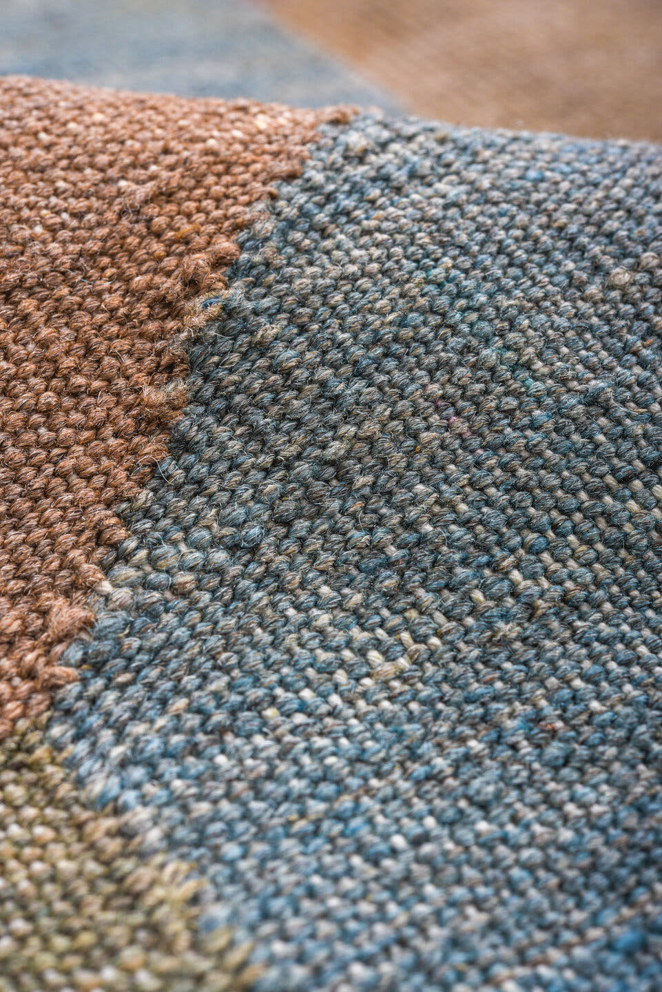 9' x 11' one-of-a-kind handmade vintage Kilim large size rug. Color palette: sky blue, taupe, lavender, sage, ivory