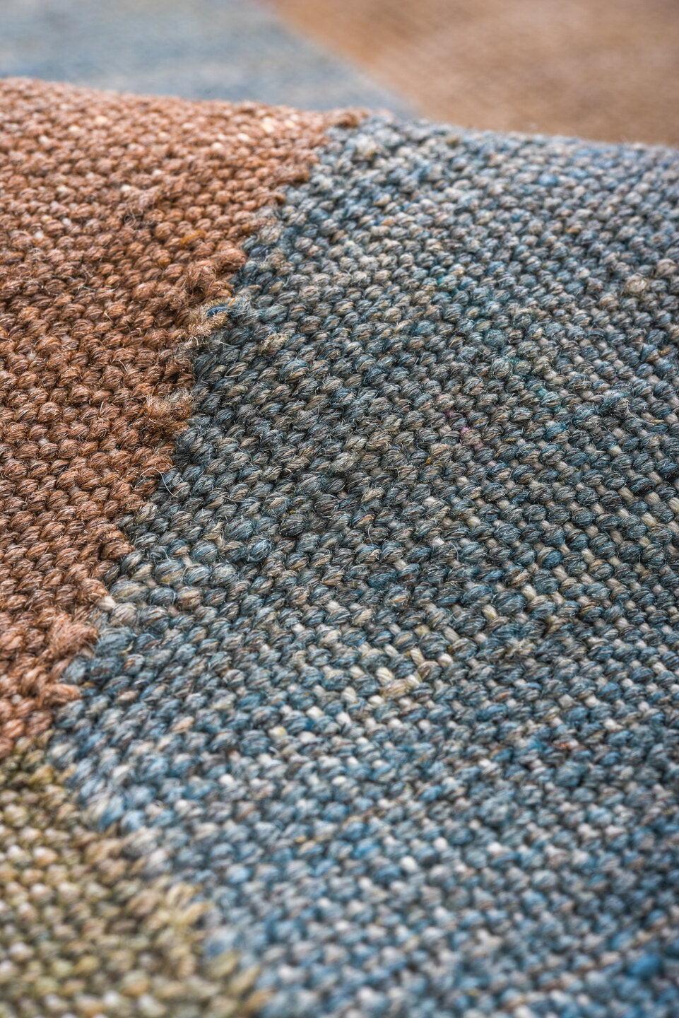 9' x 11' one-of-a-kind handmade vintage Kilim large size rug. Color palette: sky blue, taupe, lavender, sage, ivory