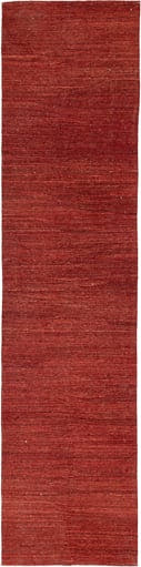 3' x 12' one-of-a-kind handmade vintage Kilim runner rug. Color palette: rust, terra cotta, sienna, mahogany, terracotta