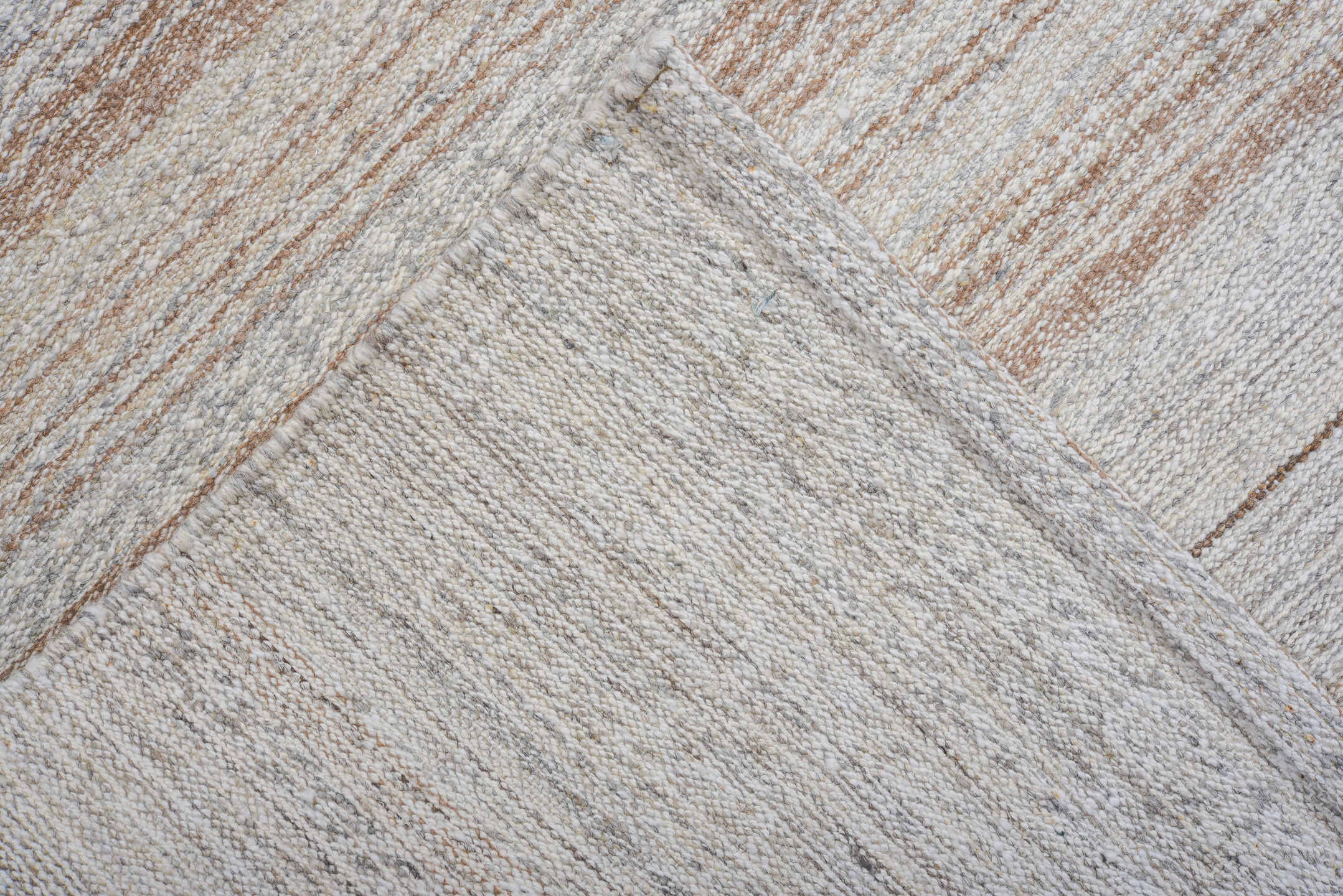 8' x 12' one-of-a-kind handmade vintage Kilim large size rug. Color palette: ivory, beige, cream, taupe, gray