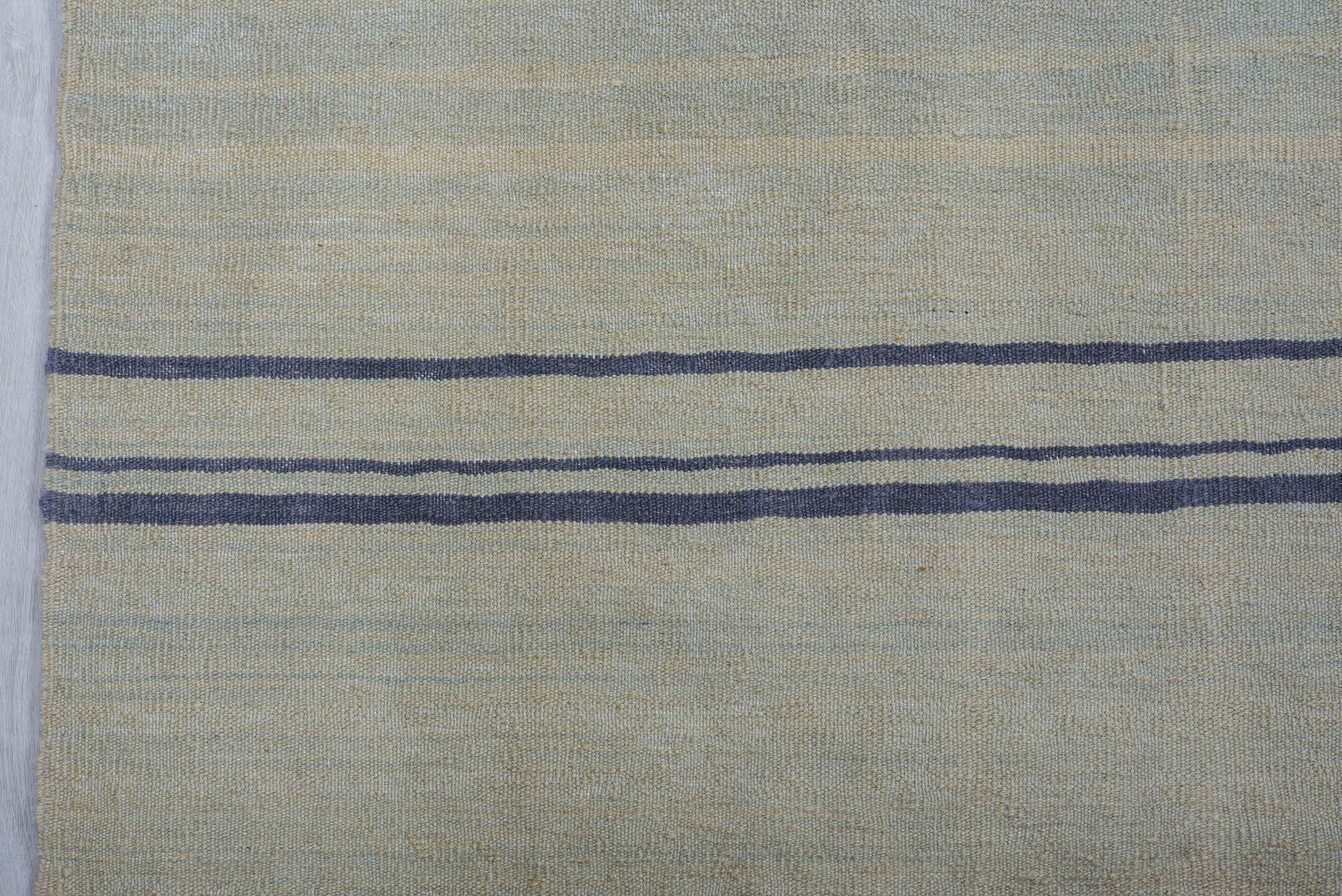 9' x 12' one-of-a-kind handmade vintage Kilim large size rug. Color palette: pale blue, indigo, ivory, light blue, purple