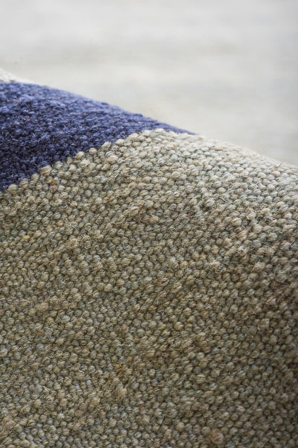 9' x 12' one-of-a-kind handmade vintage Kilim large size rug. Color palette: pale blue, indigo, ivory, light blue, purple